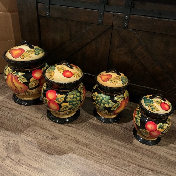 Ack Other - 4 European Kitchen Canisters - Winter Fruit